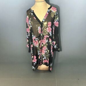Torrid Lexie Sheer Floral & Black High Lo Baby Doll Tunic NWT Size 3/3x
